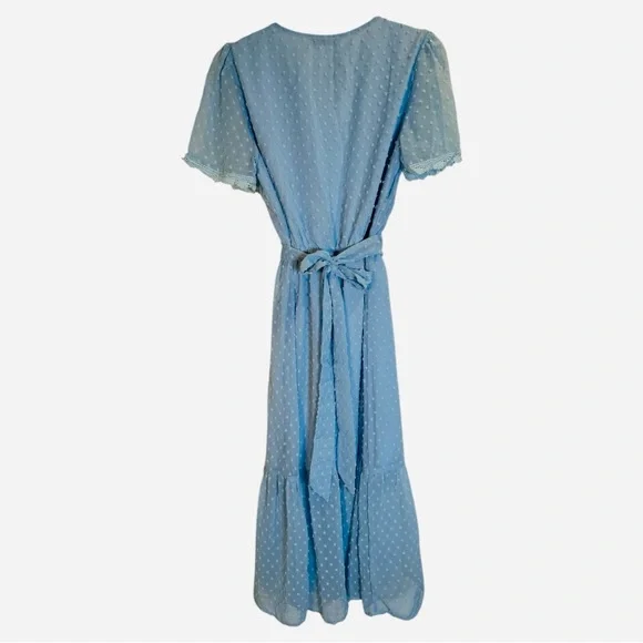 Powder Blue Midi Sundress with Puff Sleeves and Sailor Collar - Picture 6 of 10